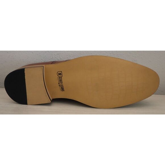 Stacy Adams Men's Sz 12M Cognac Leather Dunbar Wingtip Oxford Dress Shoes - Picture 4 of 10